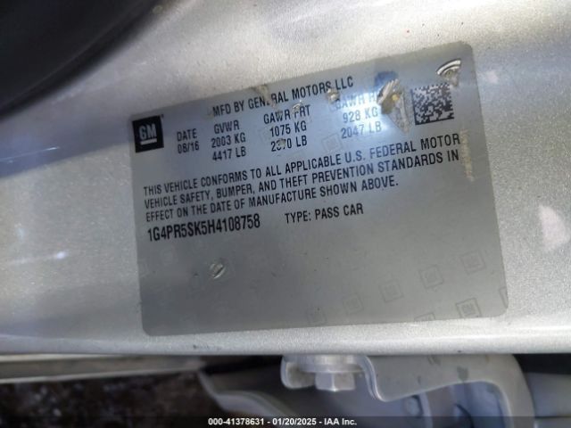 1G4PR5SK5H4108758 Buick Verano Sport Touring