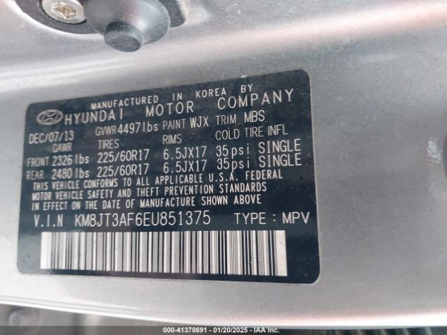 KM8JT3AF6EU851375 Hyundai TUCSON GLS