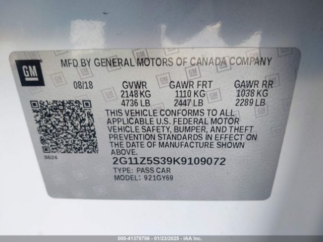 2G11Z5S39K9109072 Chevrolet IMPALA LT