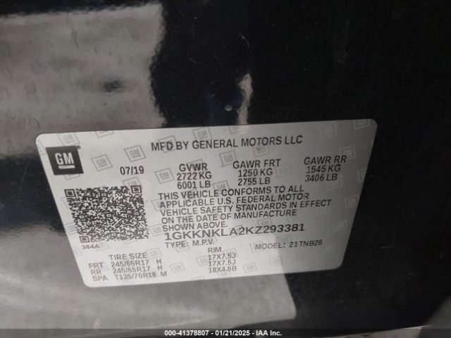 1GKKNKLA2KZ293381 GMC Acadia Sle-1