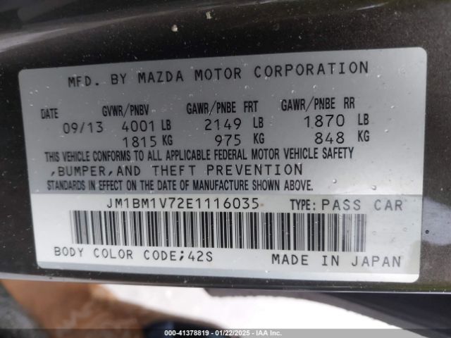 JM1BM1V72E1116035 Mazda Mazda3 I Touring