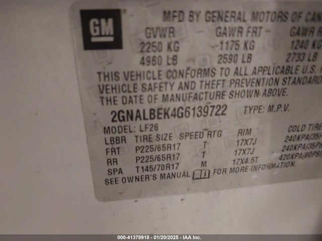Chevrolet EQUINOX LS 2016 2GNALBEK4G6139722 Image 9