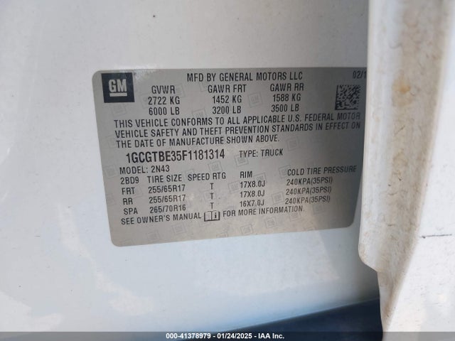 1GCGTBE35F1181314 Chevrolet Colorado Lt
