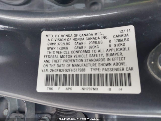 Honda Civic Ex-l 2015 2HGFB2F92FH517988 Image 9