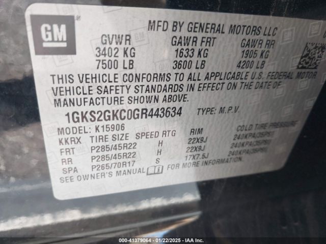 1GKS2GKC0GR443634 GMC Yukon Xl Slt