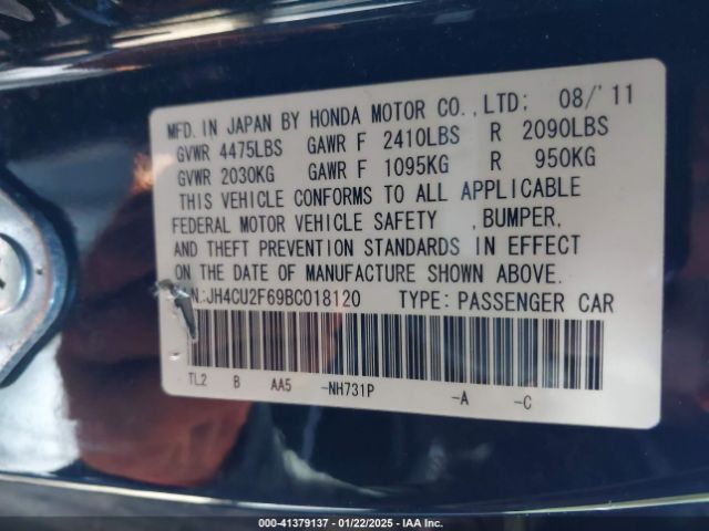 2011 ACURA TSX JH4CU2F69BC018120 Photo 8