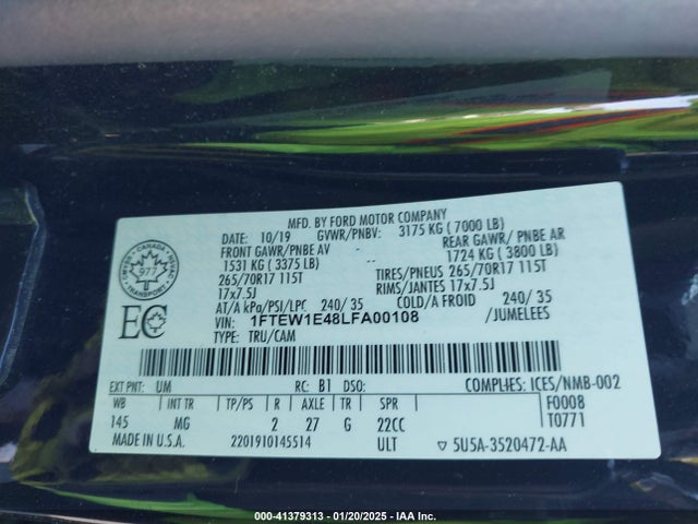 1FTEW1E48LFA00108 Ford F-150 Xlt