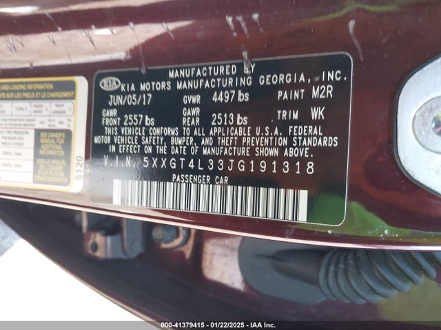 KIA Optima Lx 2018 5XXGT4L33JG191318 Image 9