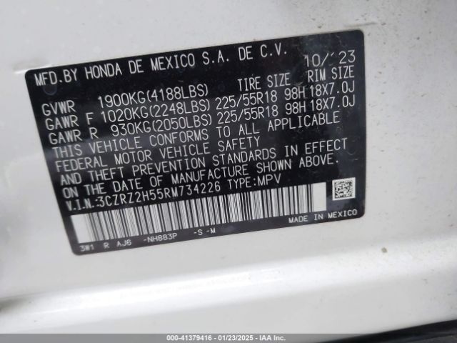 3CZRZ2H55RM734226 Honda Hr-v Awd Sport/awd Sport W/o Bsi