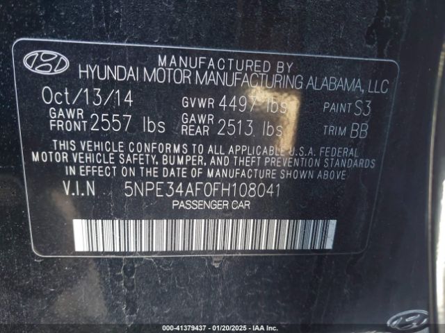 5NPE34AF0FH108041 Hyundai Sonata Sport