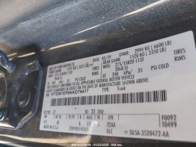 Ford F-150 Xl 2019 1FTEW1EP8KKD79417 Image 9