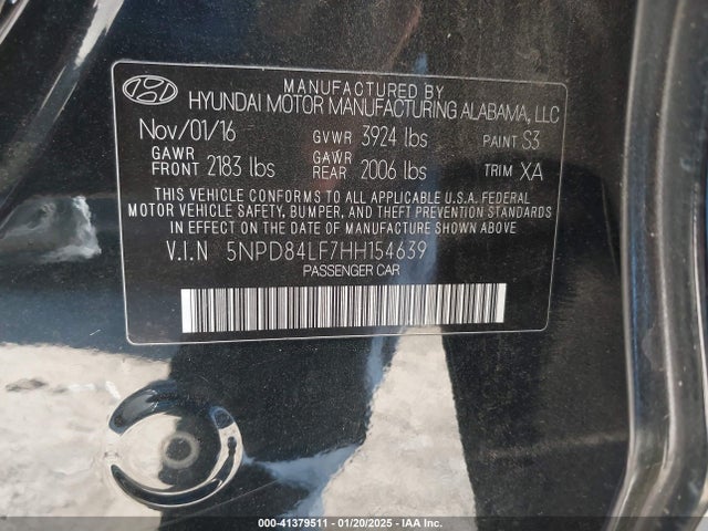 Hyundai ELANTRA SE 2017 5NPD84LF7HH154639 Image 9