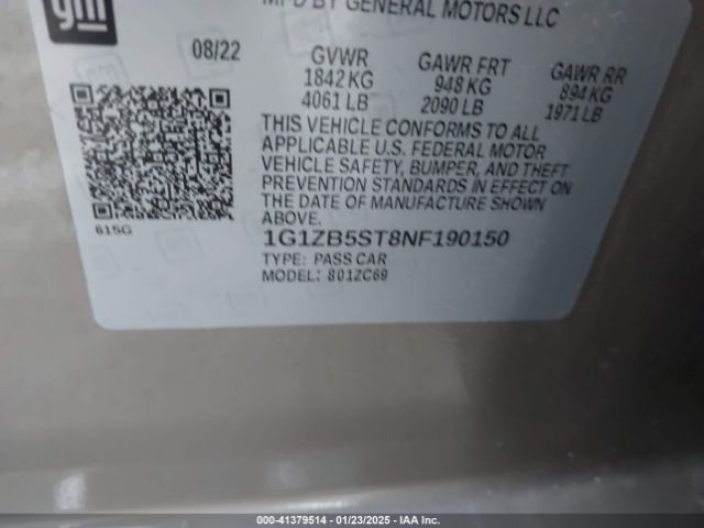 2022 CHEVROLET MALIBU 1G1ZB5ST8NF190150 Photo 8