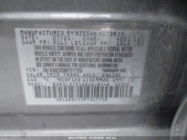 3N1AB8CV5MY317758 Nissan Sentra Sv Xtronic Cvt