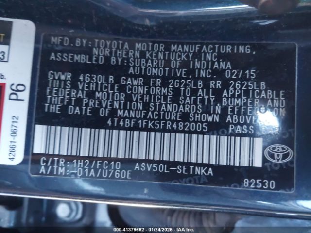 4T4BF1FK5FR482005 Toyota CAMRY LE