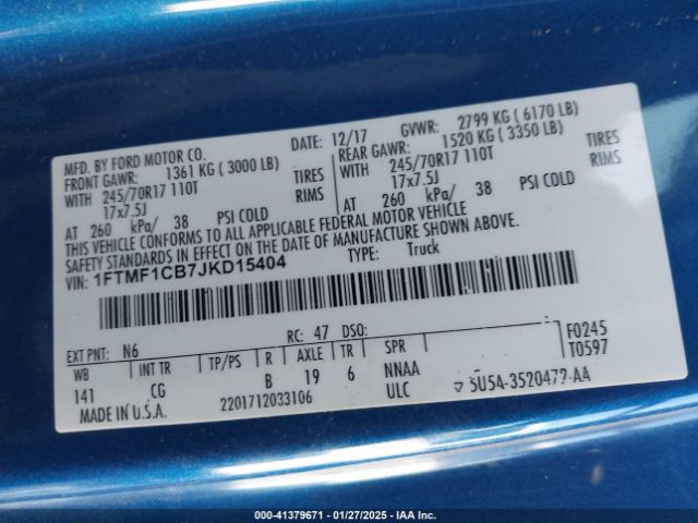 1FTMF1CB7JKD15404 Ford F-150 Xl
