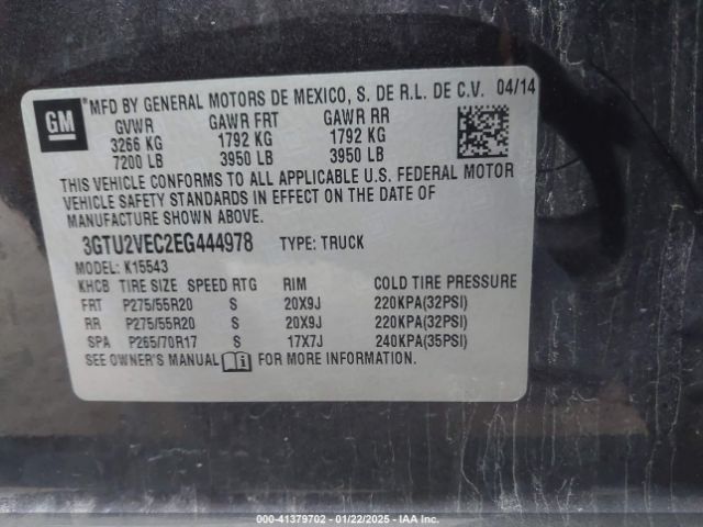 3GTU2VEC2EG444978 GMC Sierra 1500 Slt