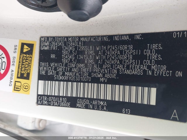 Toyota Highlander Xle V6 2014 5TDKKRFH2ES010070 Image 9