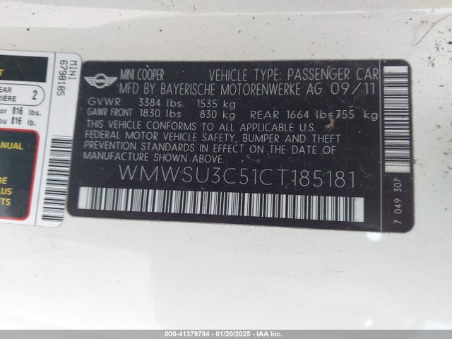 2012 MINI COOPER WMWSU3C51CT185181 Photo 8