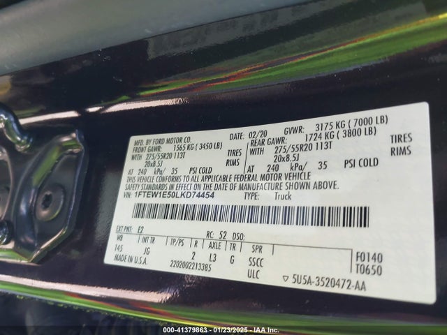 Ford F-150 Xl 2020 1FTEW1E50LKD74454 Image 9