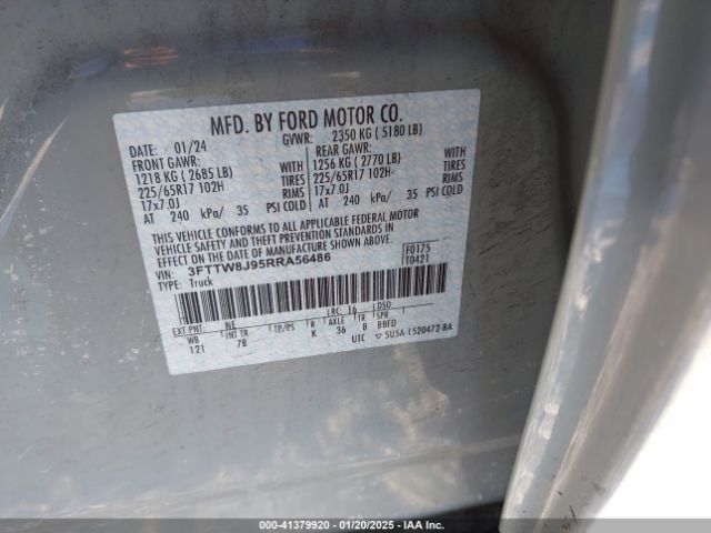 3FTTW8J95RRA56486 Ford Maverick Xlt