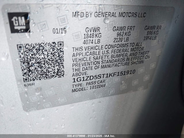 1G1ZD5ST1KF151910 Chevrolet MALIBU LT