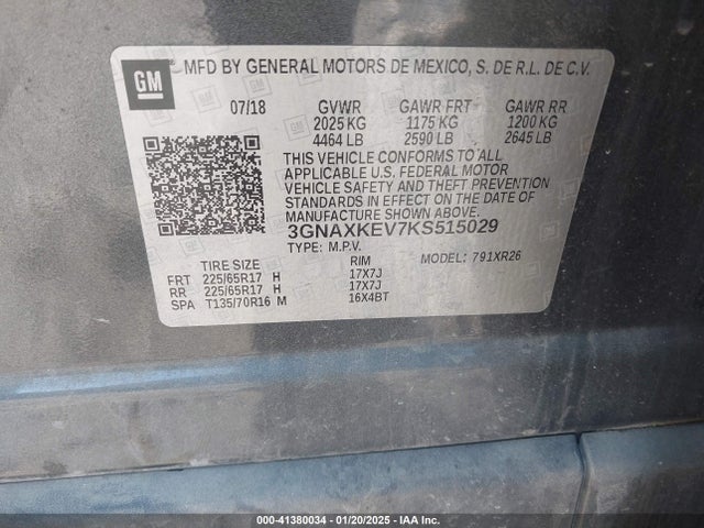 Chevrolet EQUINOX LT 2019 3GNAXKEV7KS515029 Image 9
