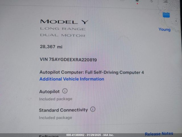 7SAYGDEEXRA220819 Tesla Model Y Long Range Dual Motor All-wheel Drive