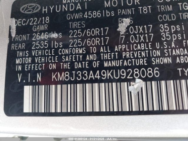 KM8J33A49KU928086 Hyundai Tucson Value