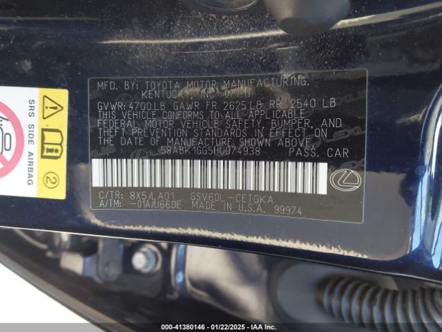 58ABK1GG5HU074938 Lexus ES 350