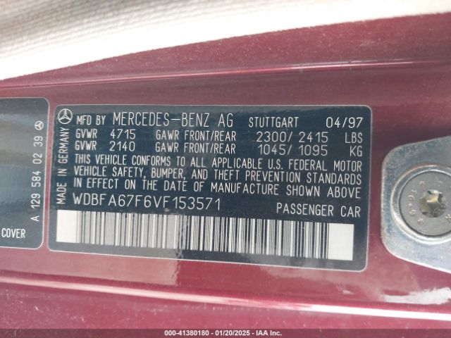 1997 MERCEDES-BENZ SL 500 WDBFA67F6VF153571 Photo 8