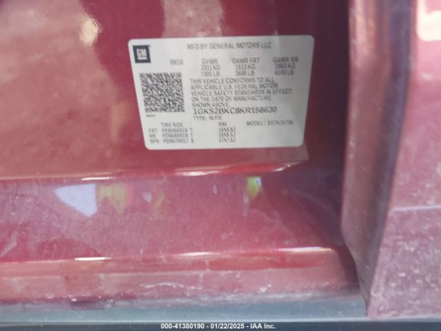 1GKS2BKC8KR158630 GMC YUKON SLT