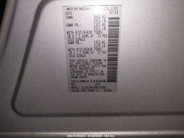 5N1AL0MMXEC546606 Infiniti QX60