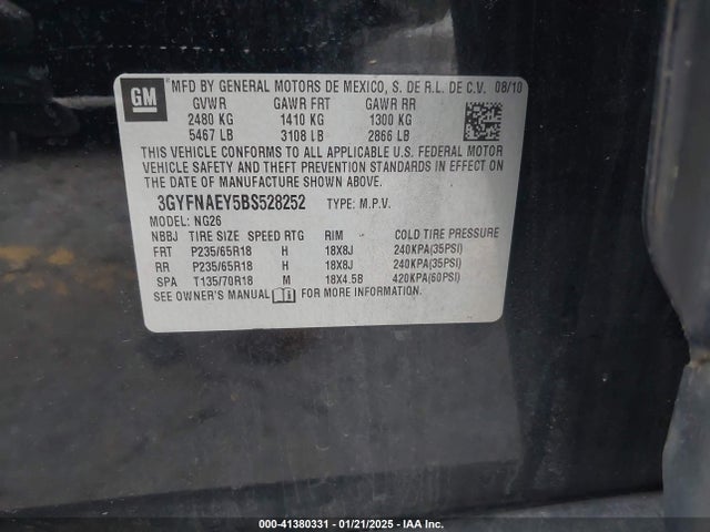 2011 CADILLAC SRX 3GYFNAEY5BS528252 Photo 8