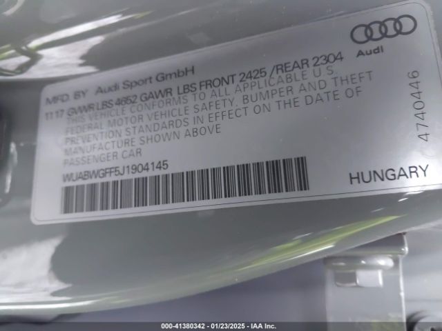 WUABWGFF5J1904145 Audi Rs 3 2.5t