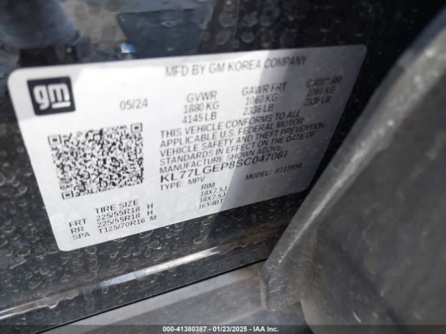 KL77LGEP8SC047067 Chevrolet Trax Fwd 1rs