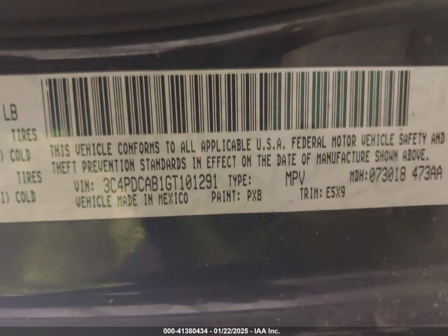 Dodge JOURNEY SE 2016 3C4PDCAB1GT101291 Image 9