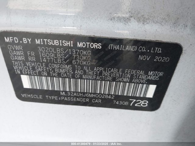 ML32AUHJ6MH002842 Mitsubishi Mirage Carbonite Edition/es/le