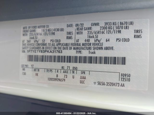1FTYE1Y83PKA31763 Ford Transit-150