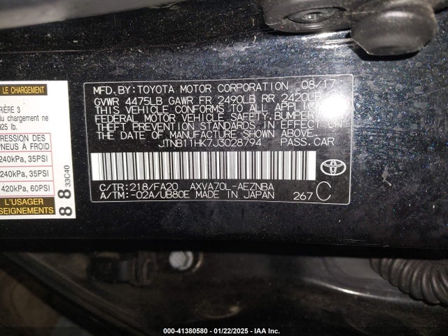 JTNB11HK7J3028794 Toyota CAMRY LE