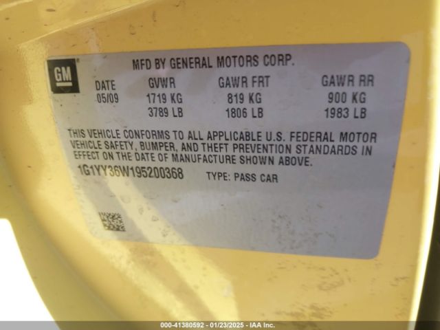 2009 CHEVROLET CORVETTE 1G1YY36W195200368 Photo 8