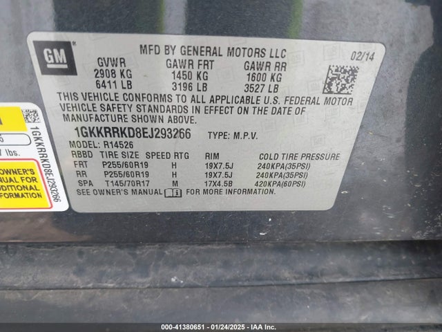 1GKKRRKD8EJ293266 GMC Acadia Slt-1