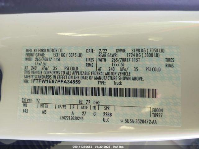1FTFW1E87PFA34859 Ford F-150 Xlt