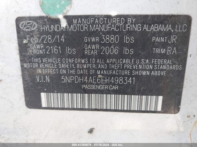 Hyundai ELANTRA SE 2014 5NPDH4AE6EH498341 Image 9