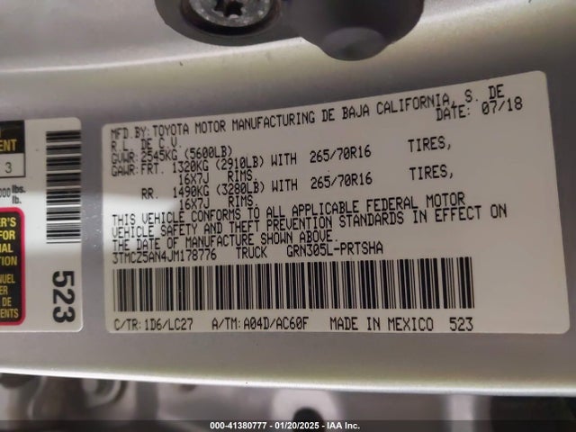 3TMCZ5AN4JM178776 Toyota Tacoma Trd Off Road
