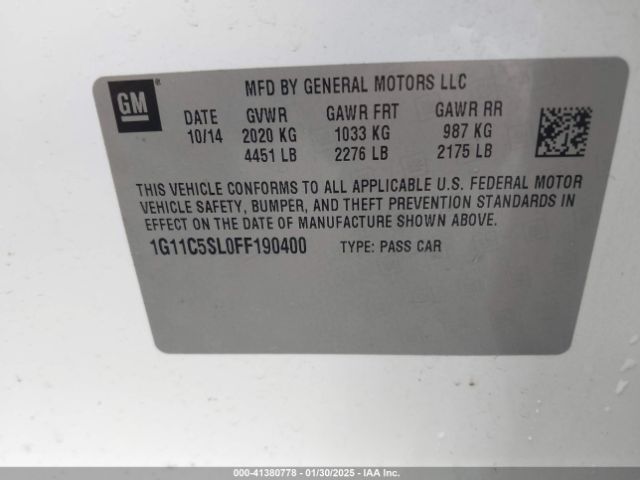 1G11C5SL0FF190400 Chevrolet MALIBU 1LT