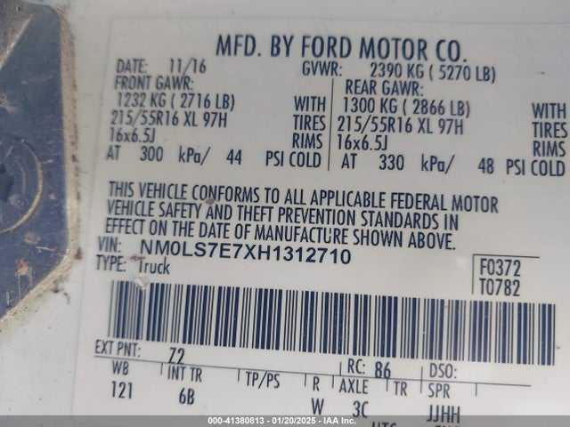 NM0LS7E7XH1312710 Ford Transit Connect Xl