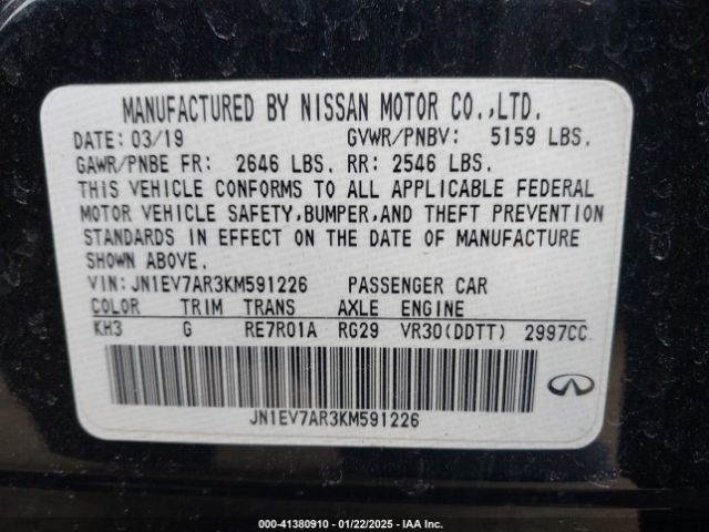 JN1EV7AR3KM591226 Infiniti Q50 3.0t Signature Edition