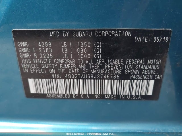 Subaru Impreza 2.0i Limited 2018 4S3GTAU68J3746786 Image 9
