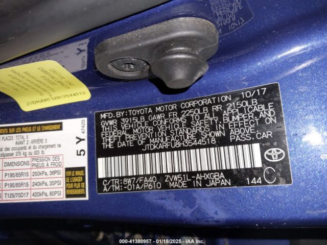 JTDKARFU8H3544518 Toyota Prius Three